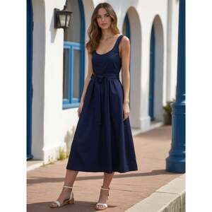 New York & Company Bow Tie A Line Midi Dress Size SMALLSMALL / BLUE - NAVY / 100